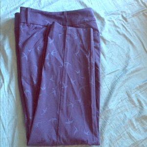 NWT Ann Taylor bird print Navy Blue Pants [Rare]